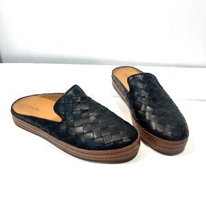VINCE CANELLA Black Woven Leather Mules Slide Women's size 7 m Euro 37 Like New